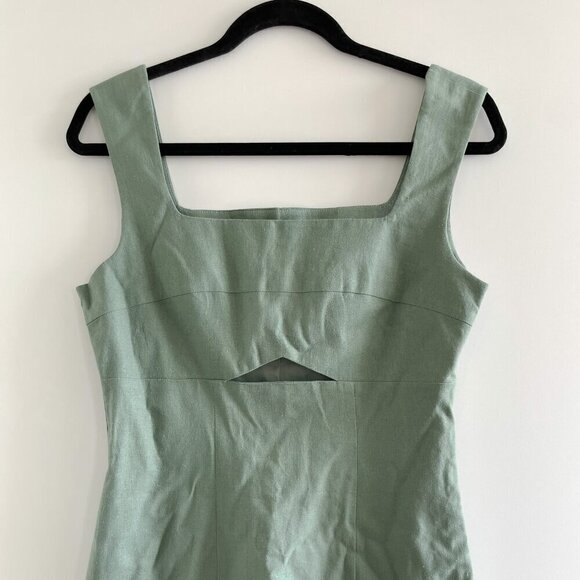 AVEC LES FILLES Linen Square Neck Cutout Dress - Picture 5 of 13